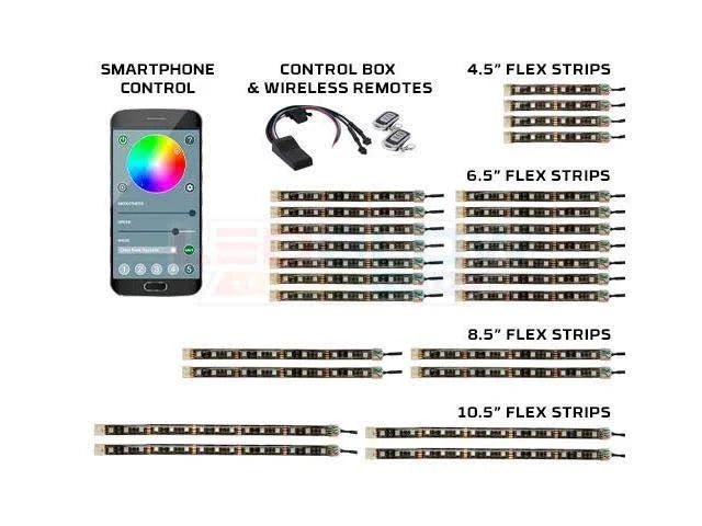 26pc SMD LED Motorcycle Light Kit with Smartphone Control W686552