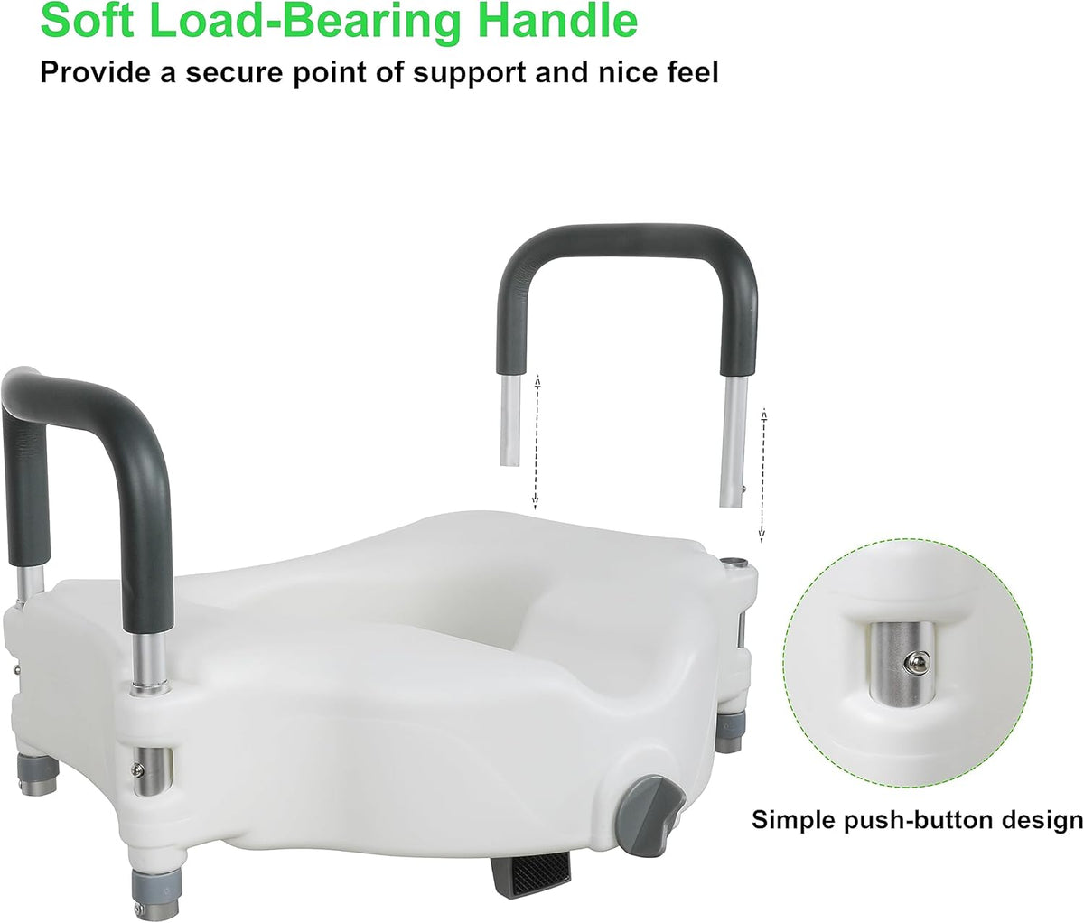 Raised Toilet Seat with Handle, Height Adjustable Legs G3017