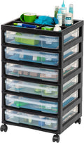 Black 6-Drawer Scrapbook Cart with Organizer Top J7378