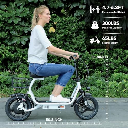 Electric Scooter with Seat, 14" Fat Tire, Foldable X1156