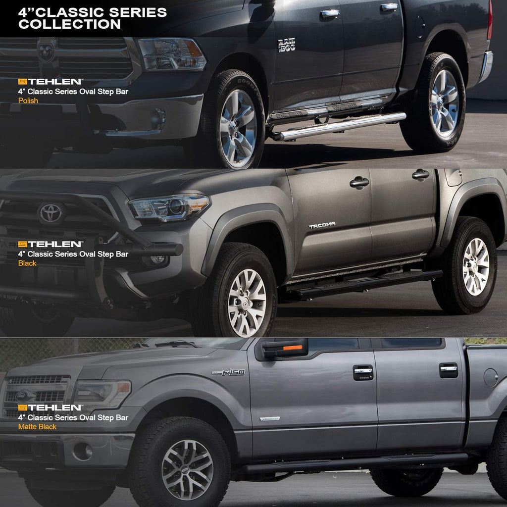 4 Oval Side Step Nerf Bars Black E113402