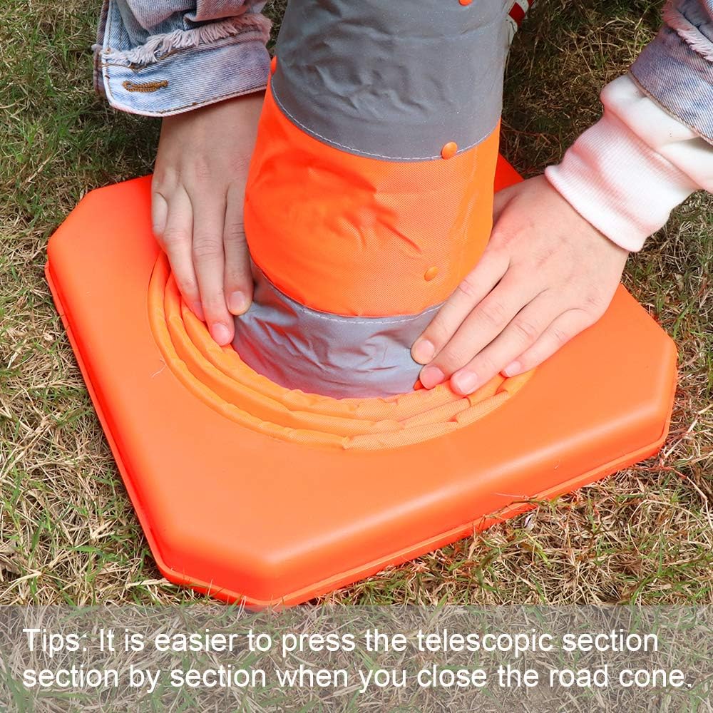 4 Pack Orange Collapsible Traffic Cones with LED Light K1618