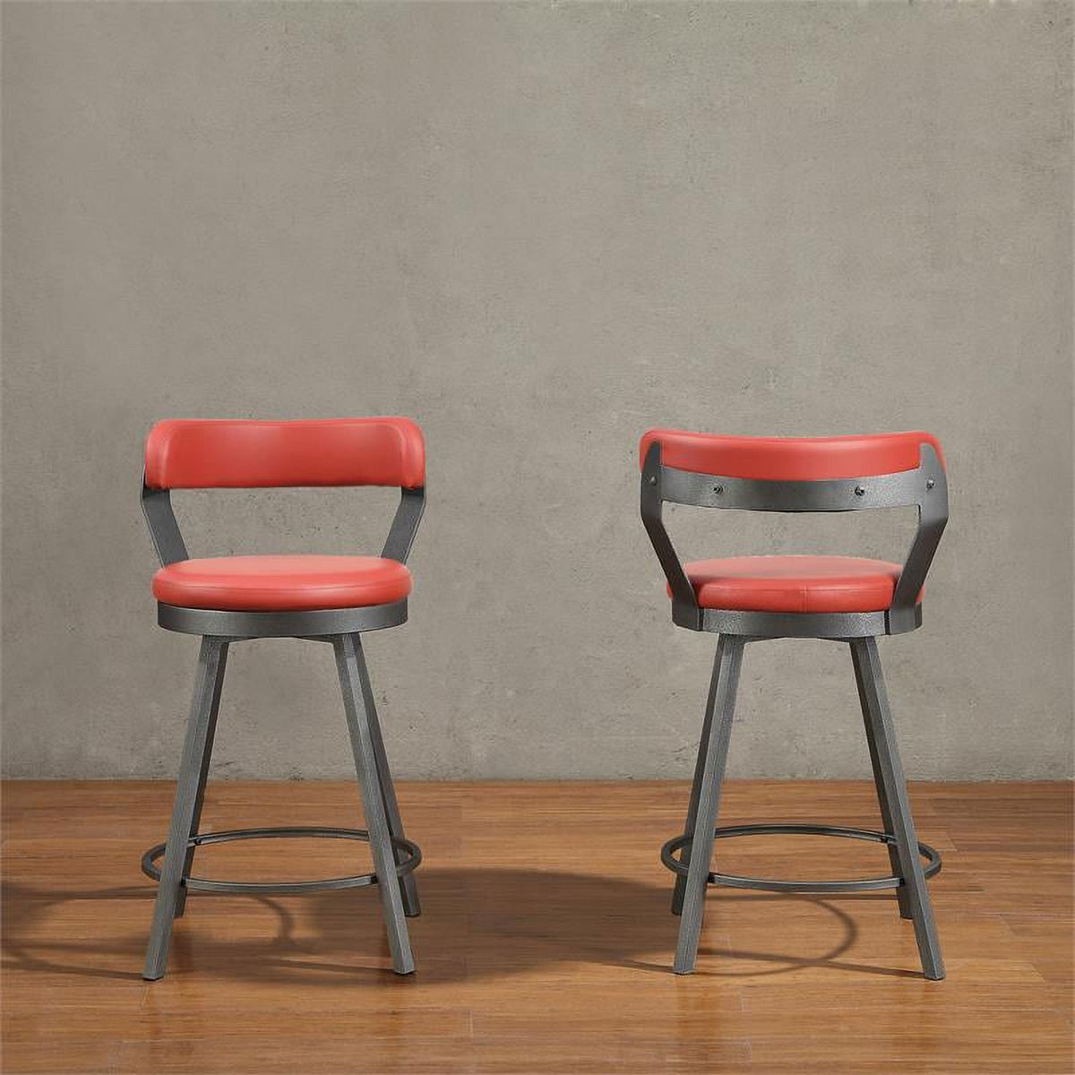 Red Metal Swivel Counter Height Chair (Set of 2) D200