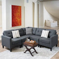 5 Piece Fabric Sectional Sofa, Dark Grey F504