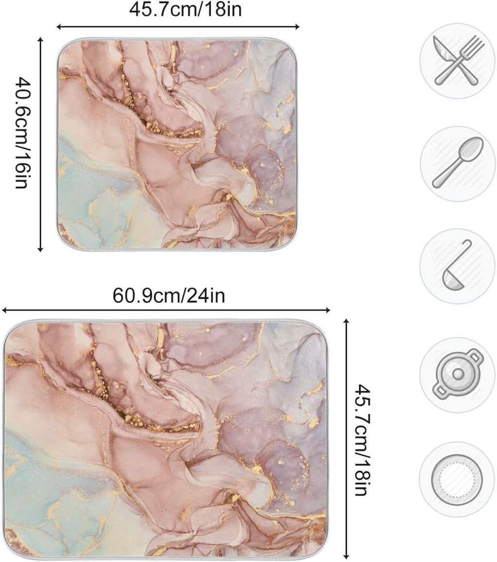 Gold Pink Marble Texture Dish Drying Mat 16x18Inch Q5112