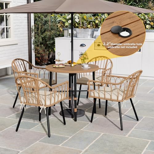 4 Pieces Grey Wicker Patio Furniture Set with Cushions B471