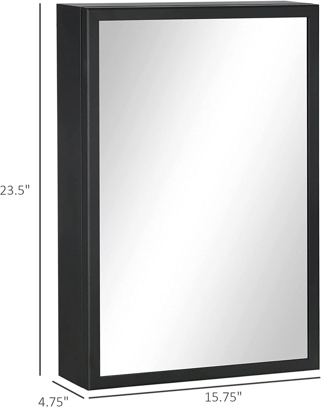 Black Stainless Steel Wall-Mounted Medicine Cabinet with Mirror X53683