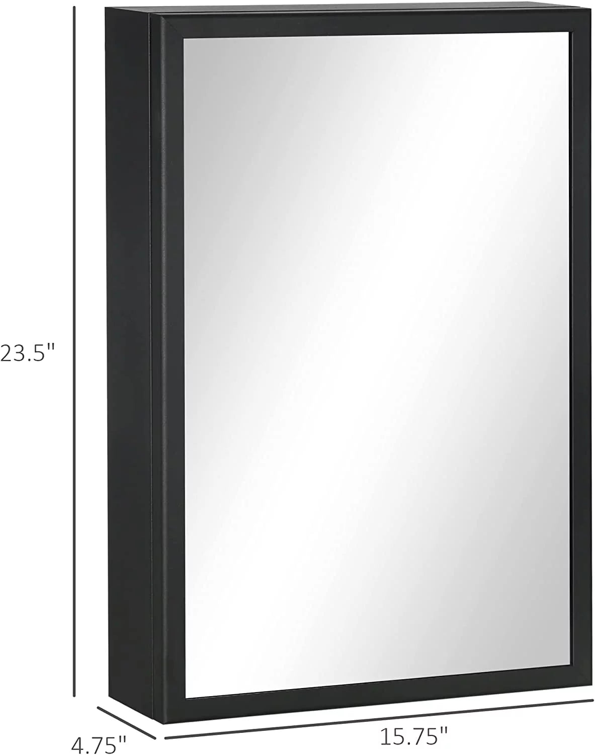 Black Stainless Steel Wall-Mounted Medicine Cabinet with Mirror X53683