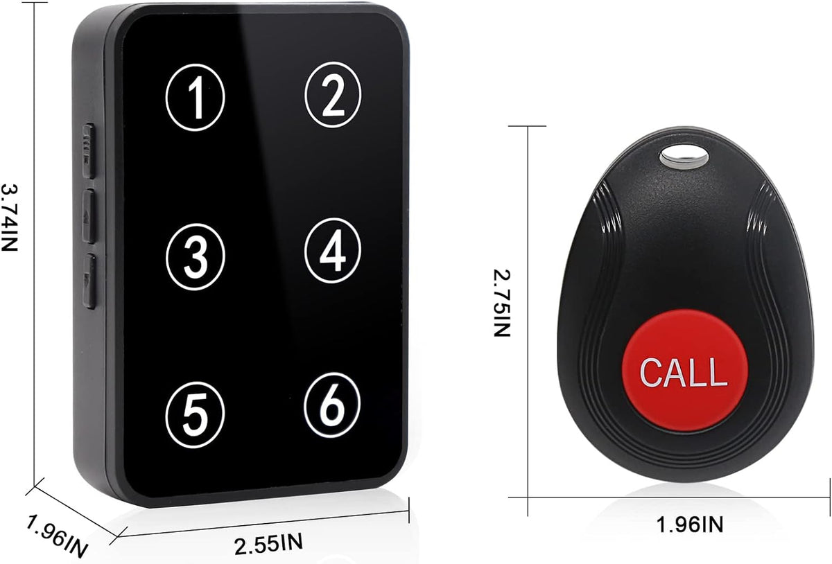 Wireless Caregiver Pager Nurse Call System with 3 Number Display Plug-in Receiver 6 Waterproof Transmitters K756500