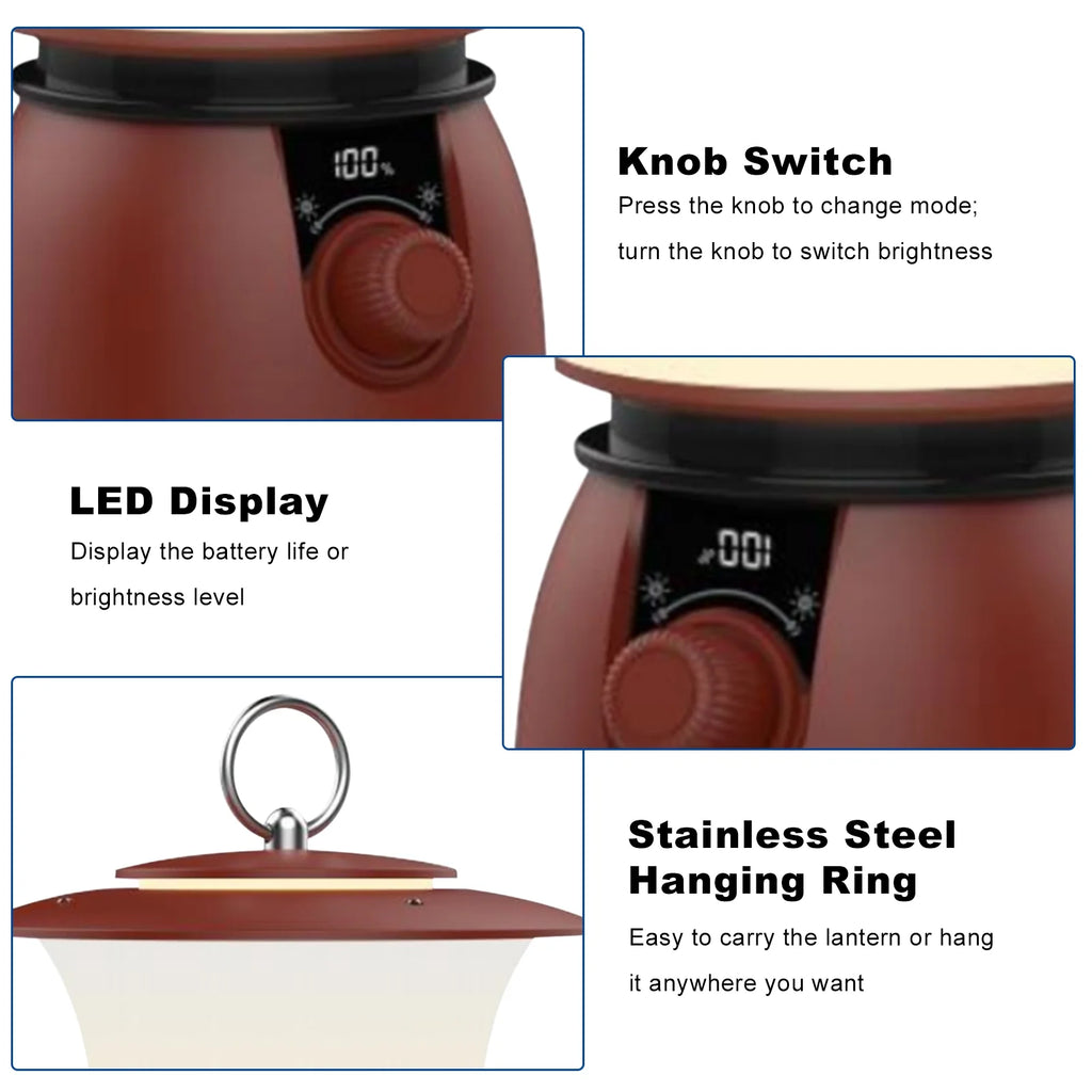 Retro Camping Lantern USB Rechargeable Portable Flashlight X542
