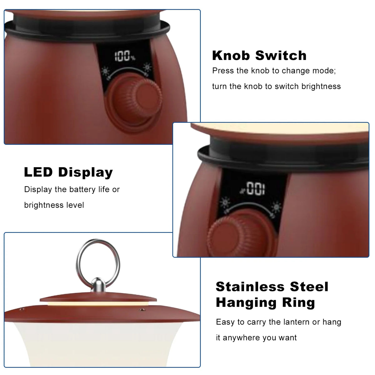 Retro Camping Lantern USB Rechargeable Portable Flashlight X542