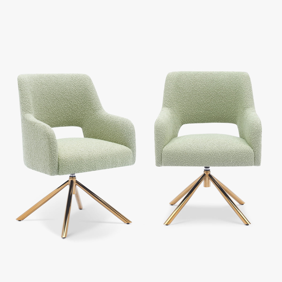 Wide Boucle Swivel Accent Arm Chair Set of 2 M19712