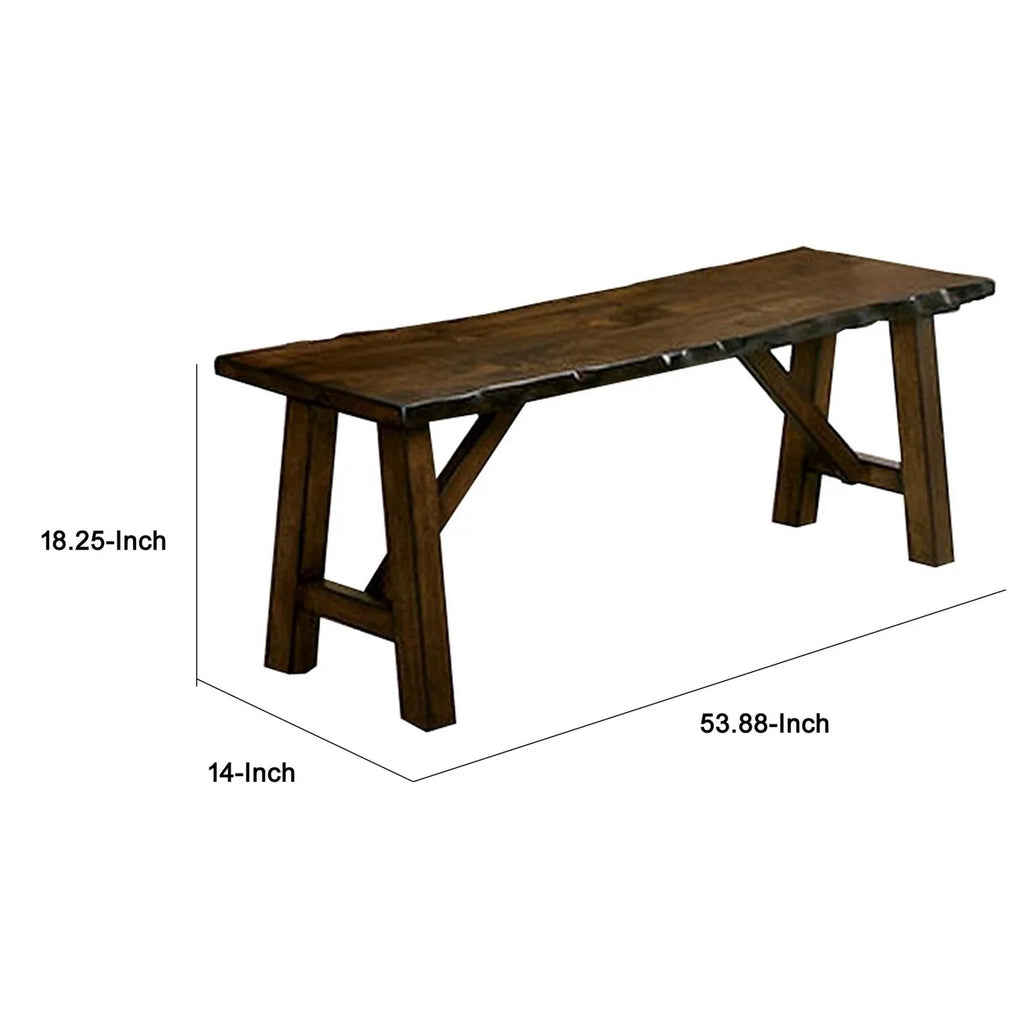 54 Inch Walnut Brown Wood Dining Bench U57581