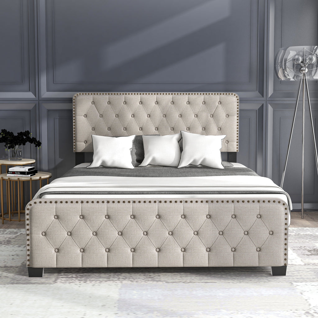 Brown King Tufted Upholstered Bed W95670
