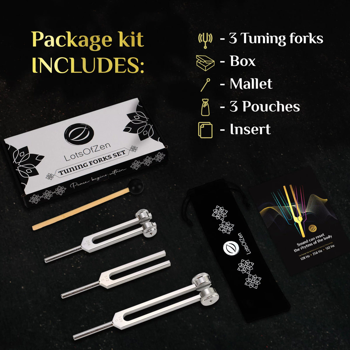 Tuning Forks (128Hz, 256Hz, 512Hz) Body Weighted Tuning Forks V865