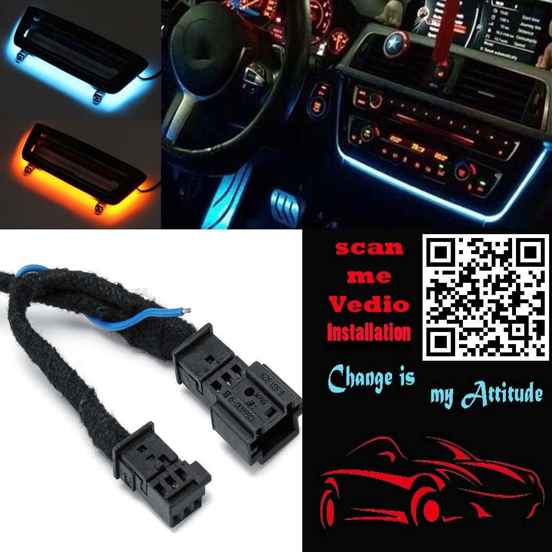 Blue Orange Dual Color Car Interior Ambient Lights C6774