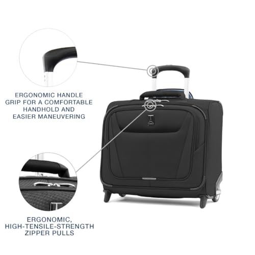 Black 16-Inch Softside Lightweight Rolling Underseat Tote Upright 2 Wheel Bag I729