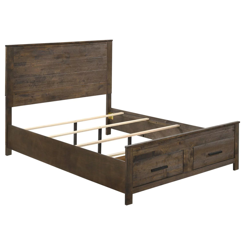 King Storage Bed Rustic Golden Brown E945