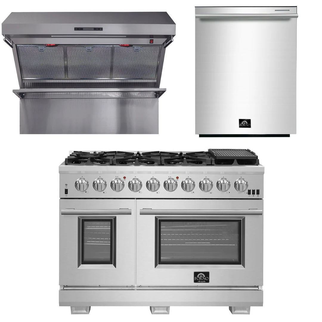 48 Inch Pro Gas Range, Wall Mount Range Hood, Dishwasher U35318