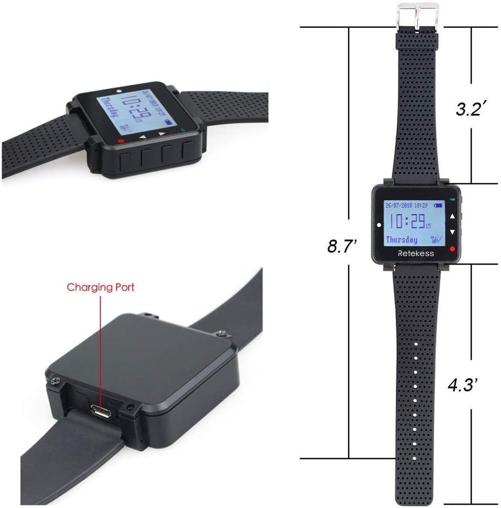 Caregiver Pager, Wrist Call Button, 5 1-Key Call Buttons, Pack of 2 R912
