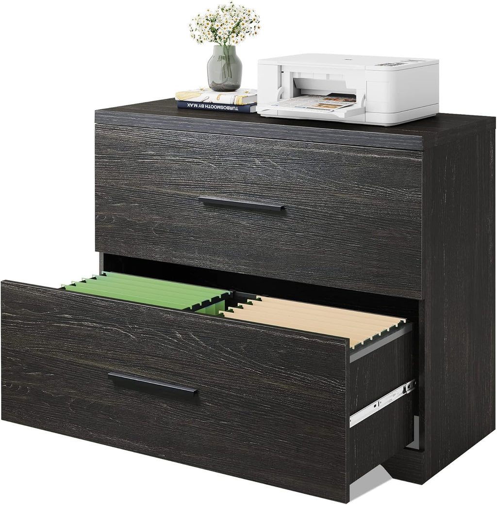 Gray Oak 2 Drawer Wood Lateral File Cabinet U870