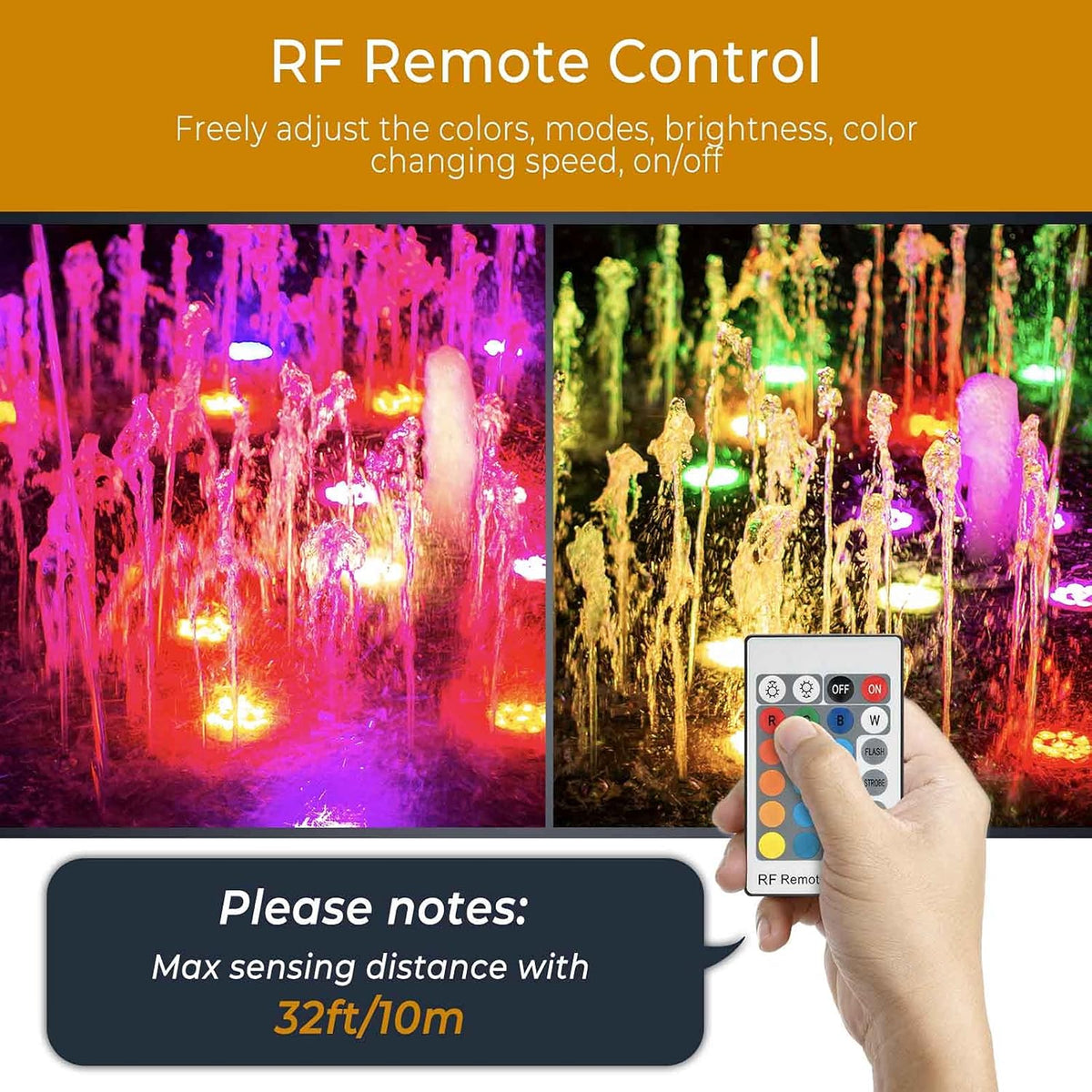 36 LED RGB Dimmable Submersible Pond Lights (8 in Set) E49216