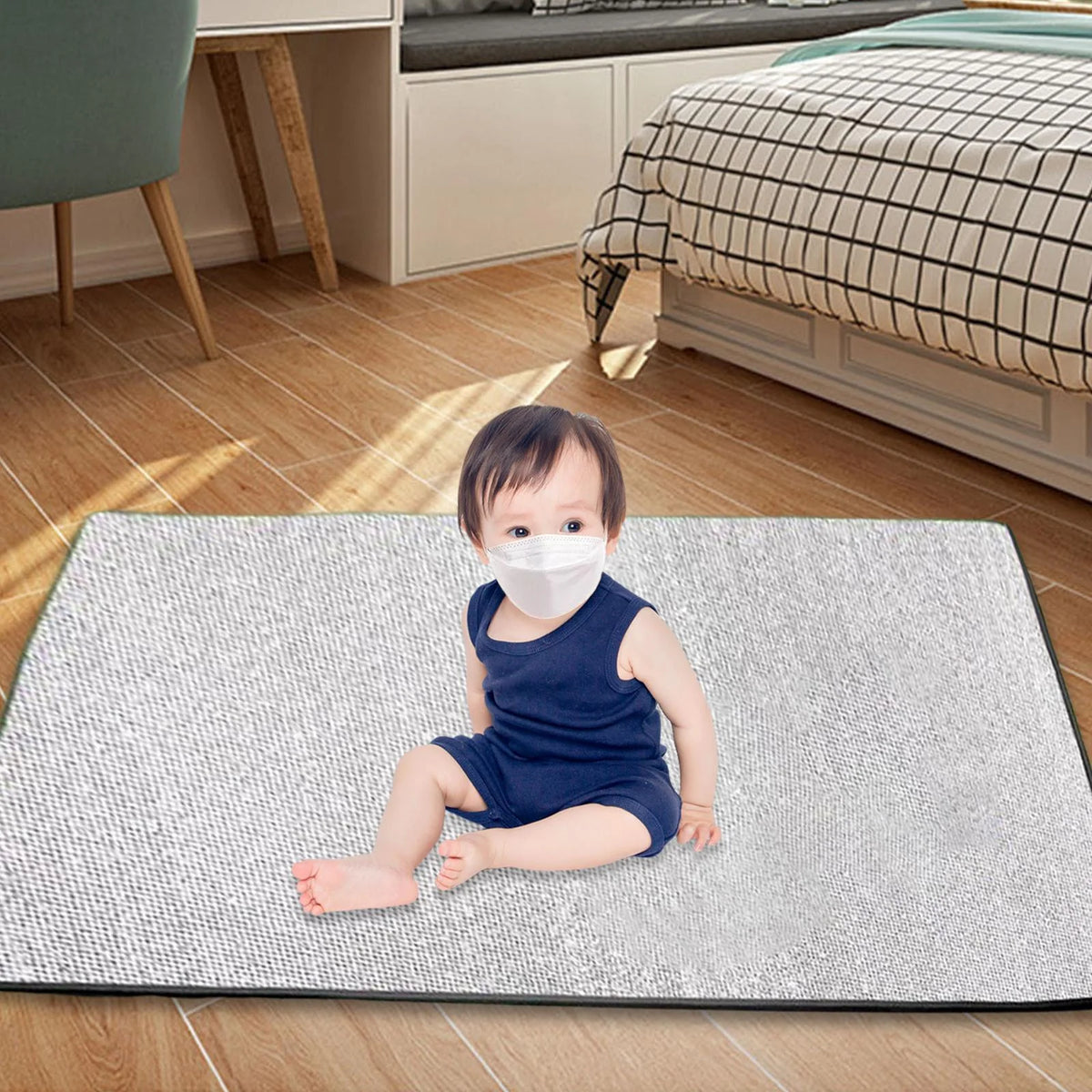 Camping Mat Aluminum Foil Sleeping Mattress Pad Waterproof Folding Insulation Foam Sleeping Mat 200cmx300cmx0.5cm I67645
