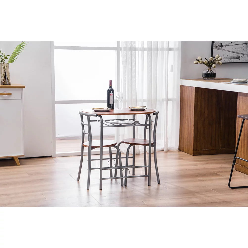 3 Piece Round Dining Table Set with Storage Shelf F634