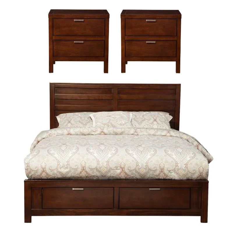 3 Piece Nightstand and California King Storage Bed Set U15115