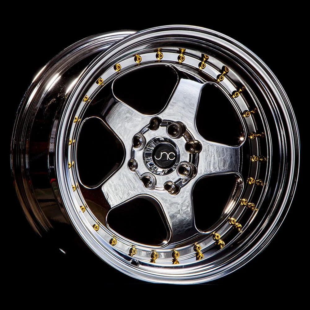15x8 inch Single Wheel Only 15" Platinum Gold Rivet Rim 4x100/4x114.3 Q791300