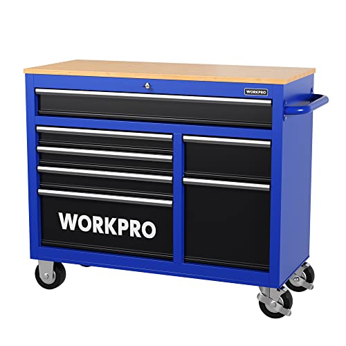 46-Inch 9-Drawers Rolling Tool Chest with Wooden Top A804