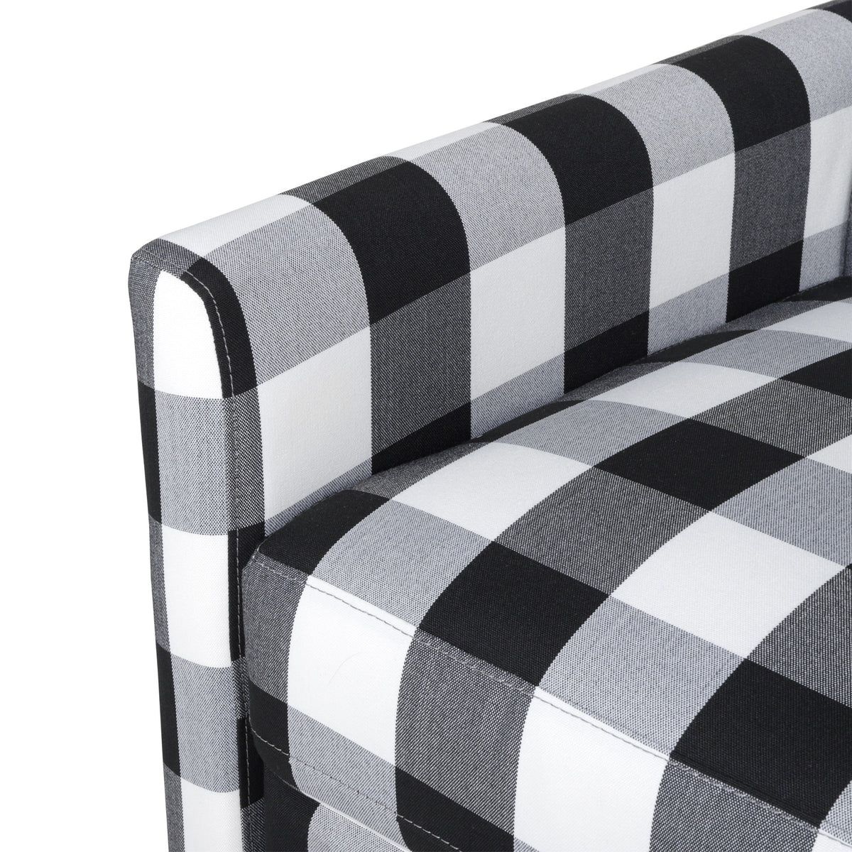 Black Checkerboard Fabric Push Back Recliner D715467