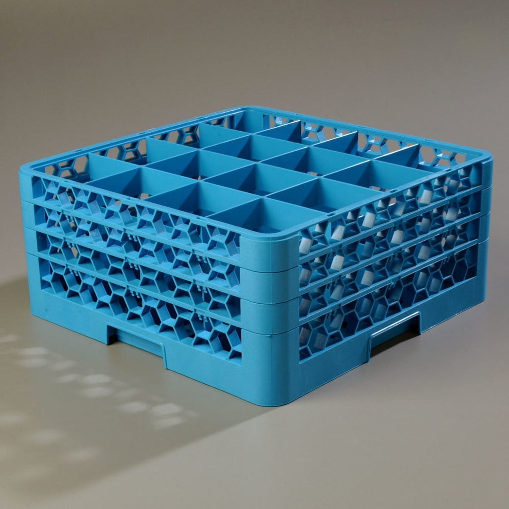 16 Compartment Glass Rack with 3 Extenders, Blue (Pack of 2) Q39972