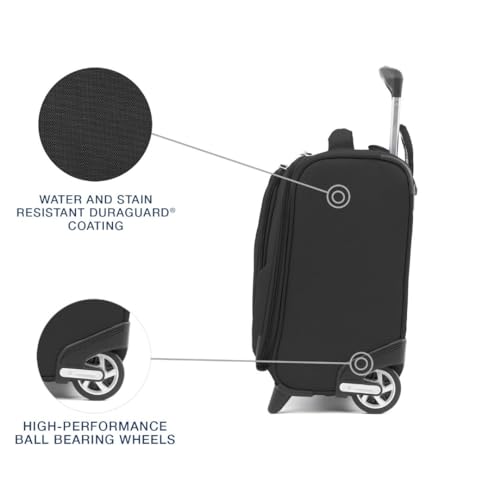 Black 16-Inch Softside Lightweight Rolling Underseat Tote Upright 2 Wheel Bag I729