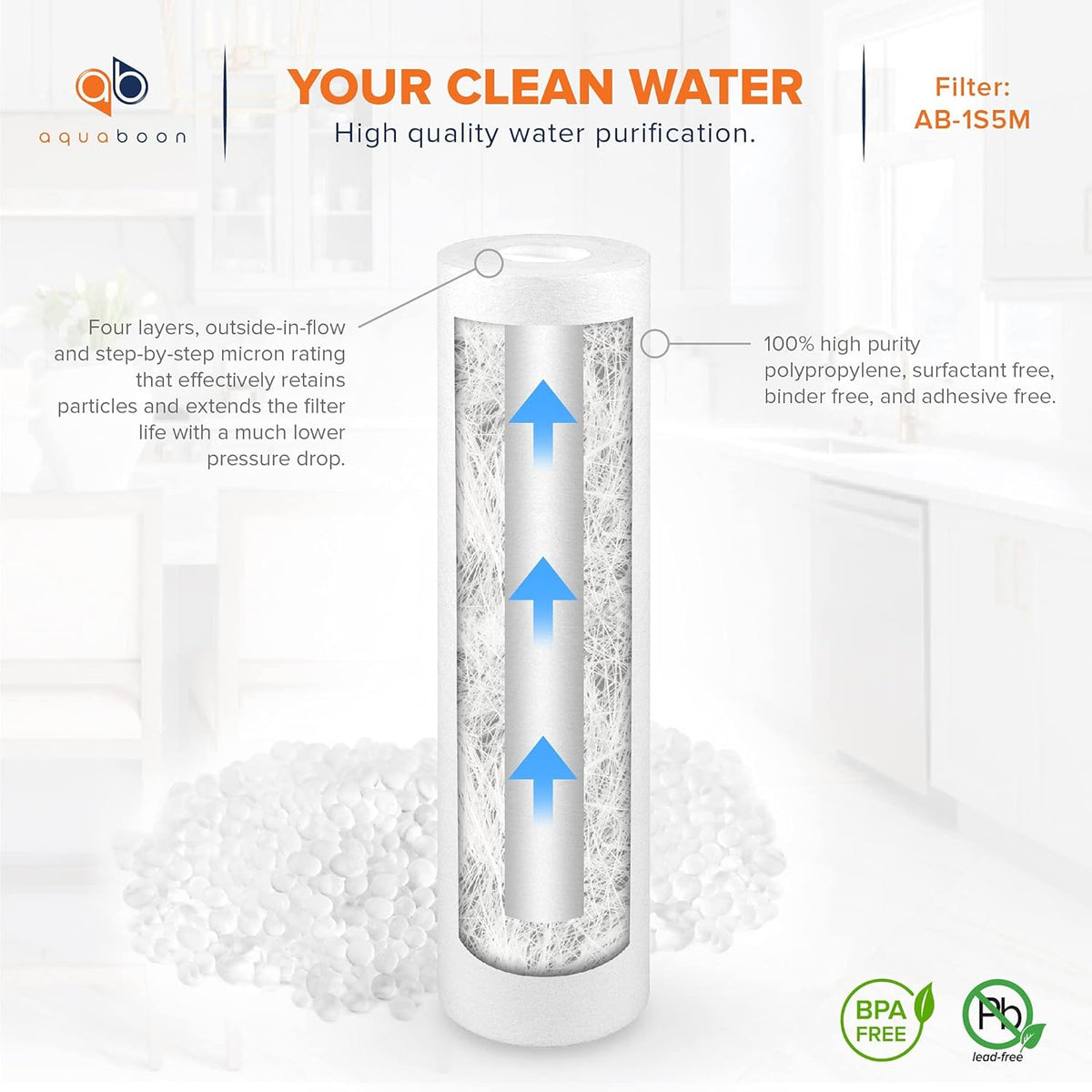1 Year RO Units Replacement Filter Kit 5 PACK Carbon Sediment Inline 5 Micron 10 inch Cartridges X2236