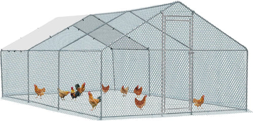 20 x 10 ft Metal Chicken Coop with Waterproof Cover F807814