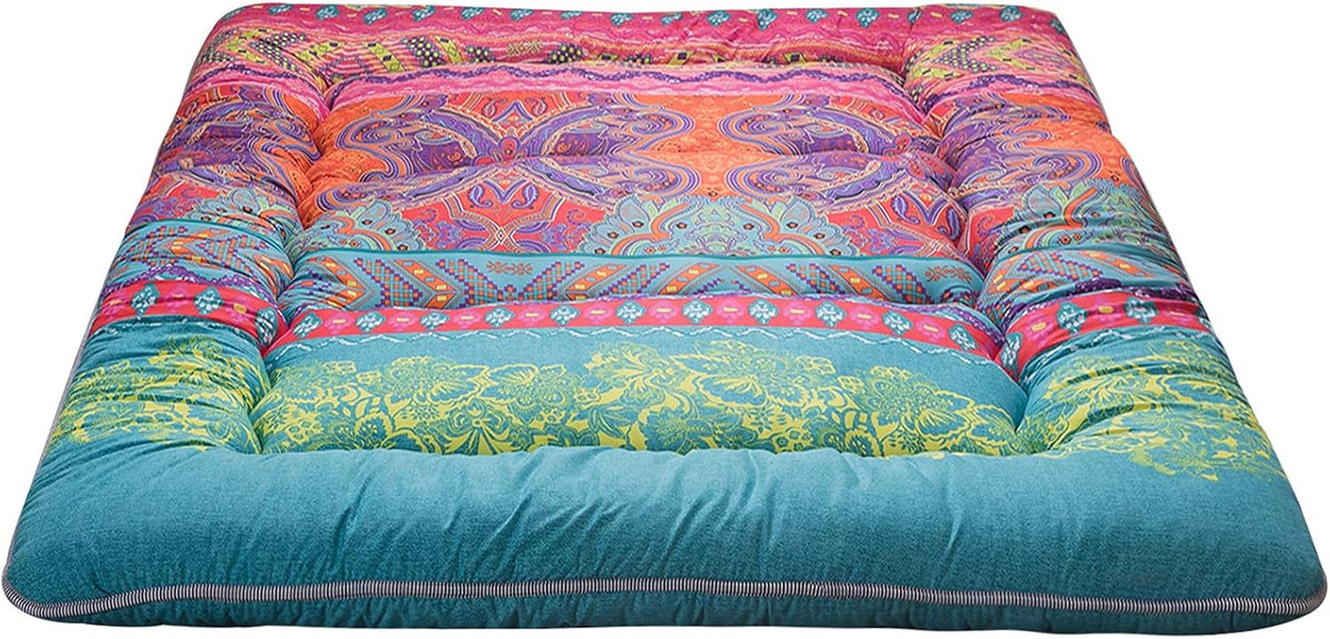 Bohemian Vintage Floral Japanese Futon Mattress Twin Size C280286