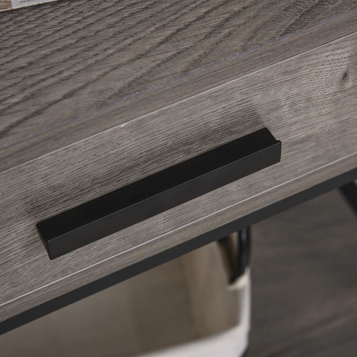 Grey Industrial End Table with Drawer and Bottom Shelf K366