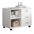 White 3 Drawer Wood Mobile File Cabinet with Open Storage Shelves F481206