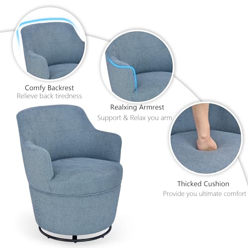 Blue Swivel Accent Chair with Ottoman Y864