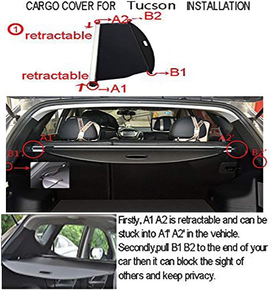 Retractable Cargo Cover for Hyundai Tucson Black M912