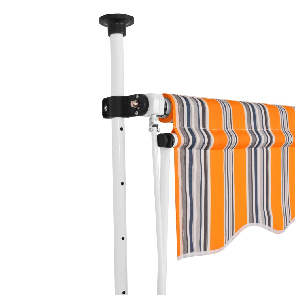 Yellow and Blue Stripes Manual Retractable Awning J292