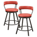 Red Metal Swivel Counter Height Chair (Set of 2) D200
