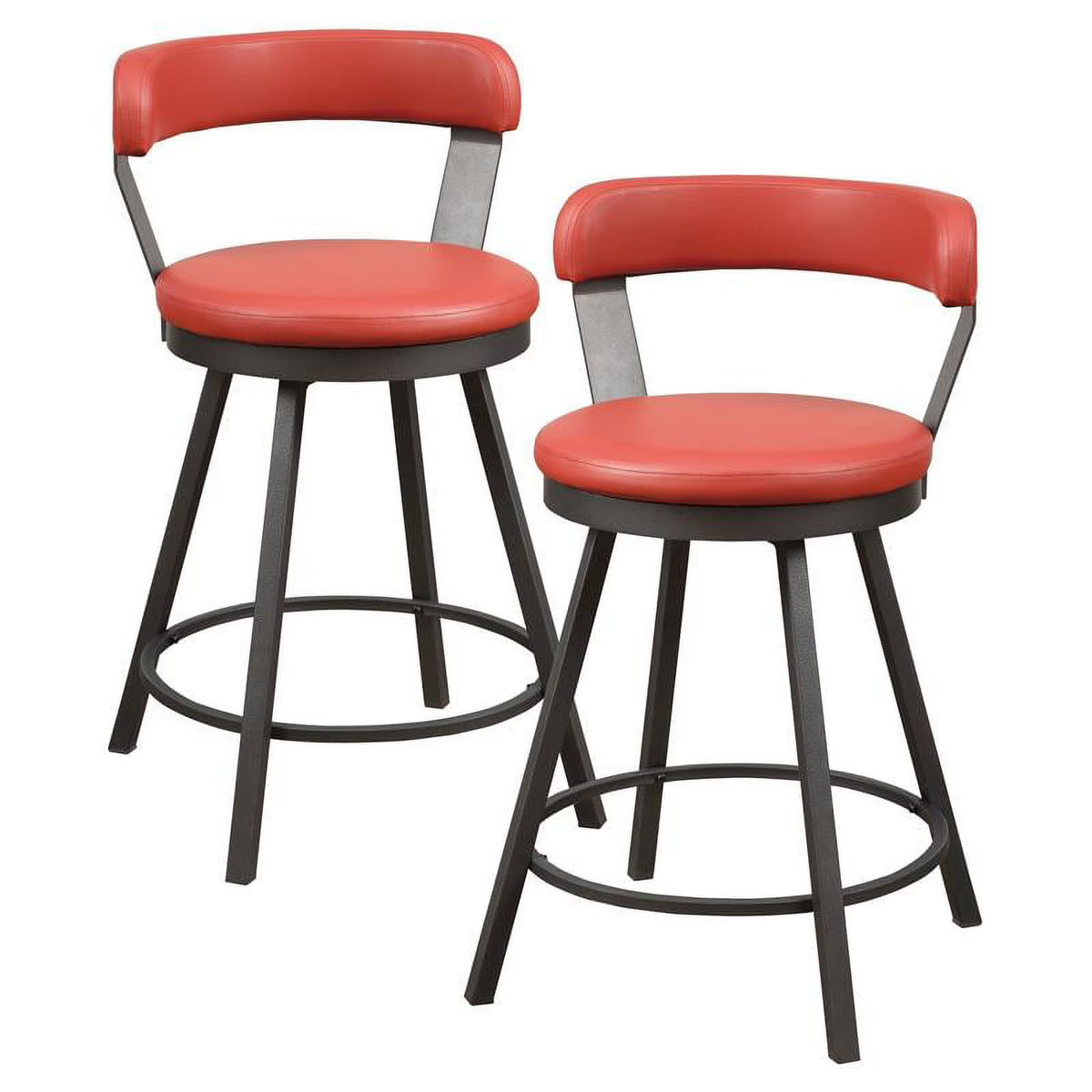 Red Metal Swivel Counter Height Chair (Set of 2) D200