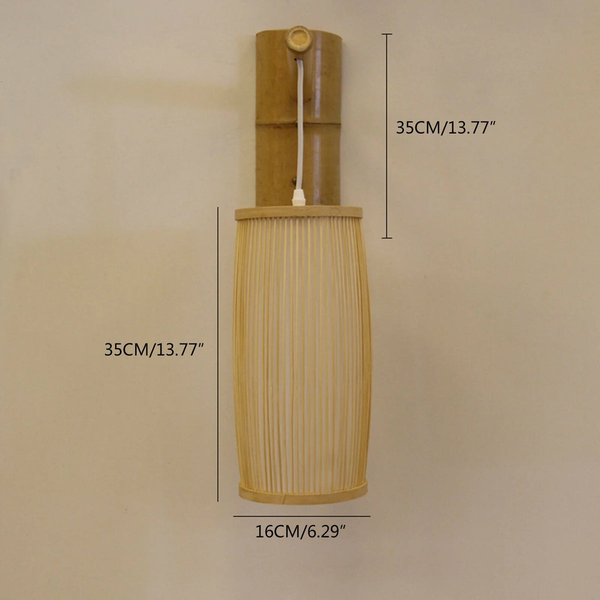 Vintage Bamboo Wicker Rattan Wall Sconce Lamp D8757