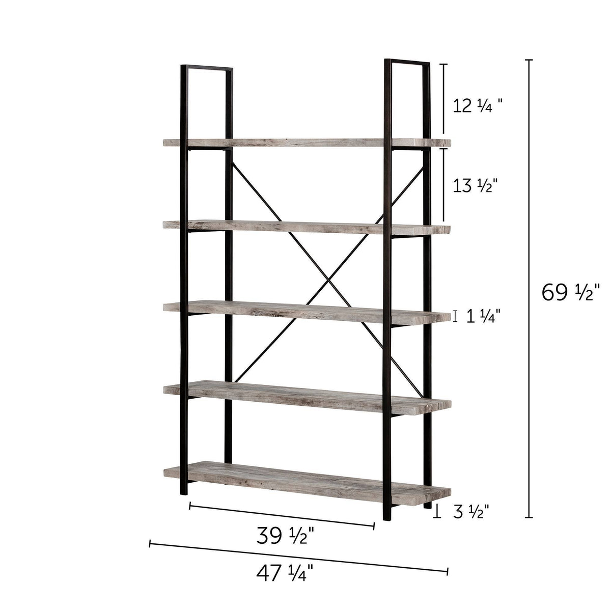 5-Shelf Shelving Unit Driftwood Gray L45078