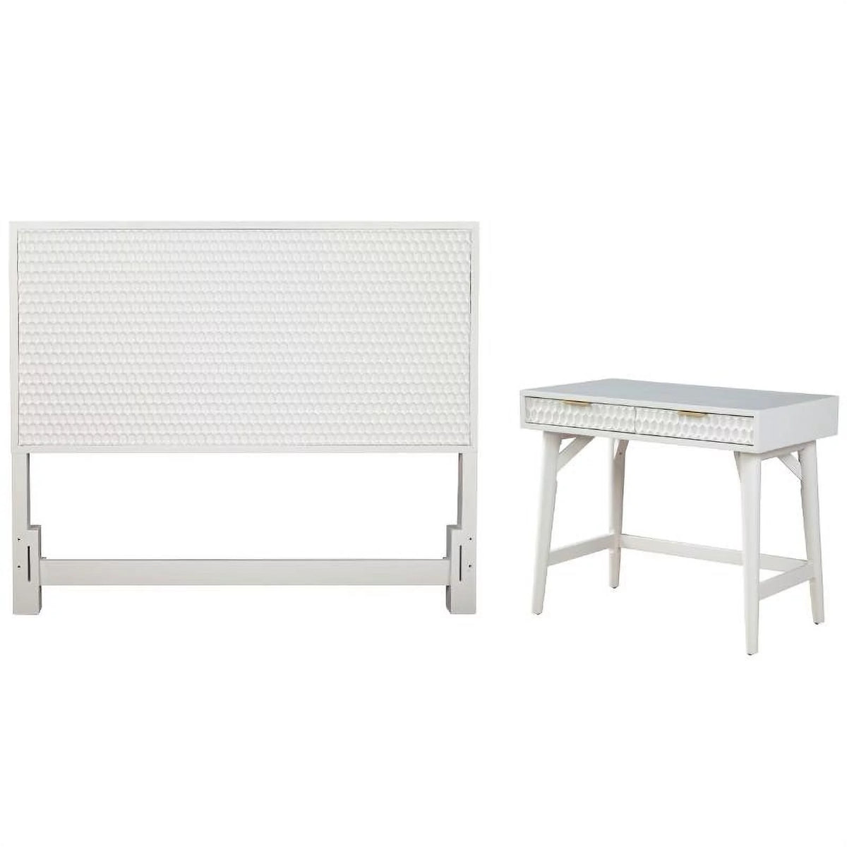 Queen Headboard & Mini Wood Desk in White C396