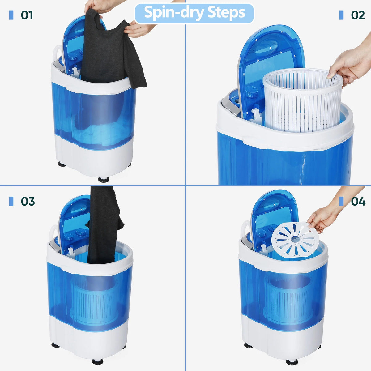6.6lbs Portable Mini Washing Machine Blue E21929