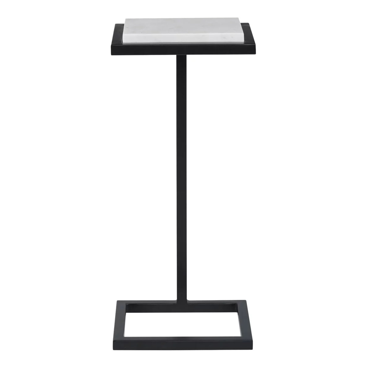 23 Inch Accent Side Table Marble Tabletop Polished White V41076