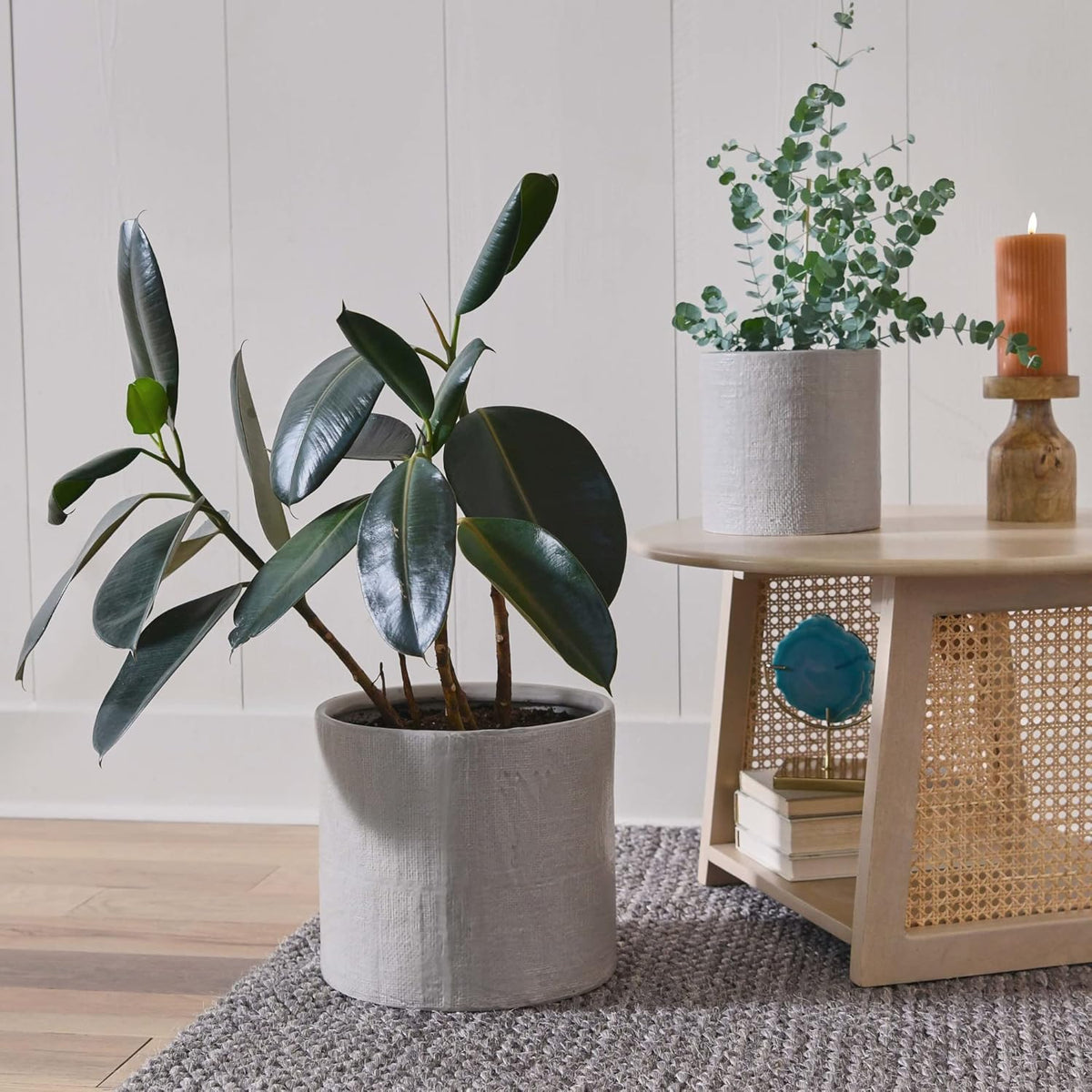 Natural Cane and Solid Mango Wood Round Coffee Table W868069